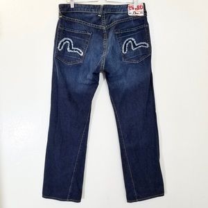 Evisu Mens Jeans Boot Cut Dark Blue Size W33 Italy